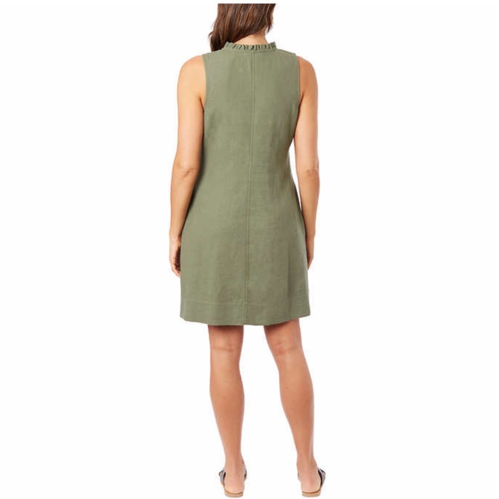 NWT Briggs Ladies' Ruffle V-Neck Linen Blend Dress - Picture 3 of 3